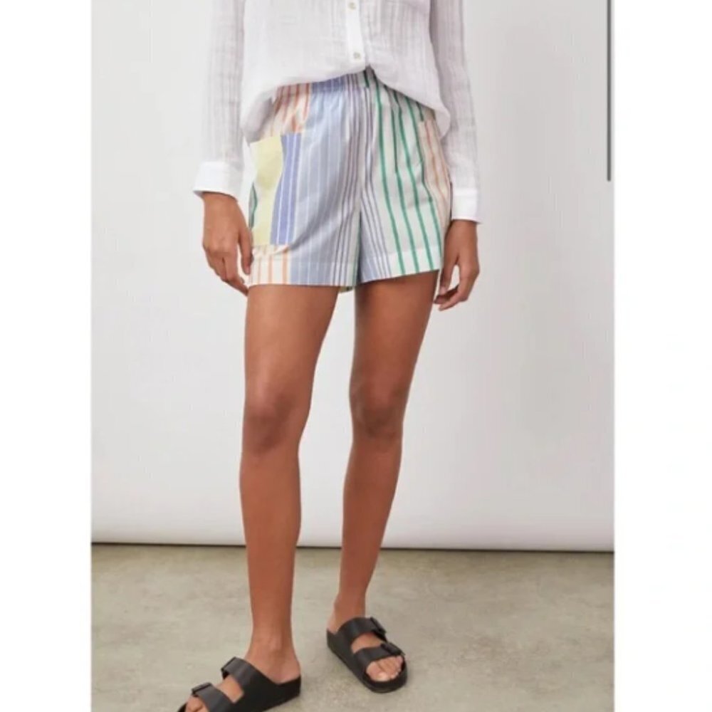Rails White Colorful Portofino Striped Organic Cotton Blend Boxer Shorts XXS NWT